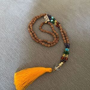 Chakra Mala 109 Bead Prayer Necklace With Rudraksha Beads & Semi Precious Stones